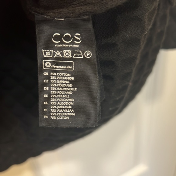 COS black quilted long button front heavy cardigan jacket Medium - Picture 4 of 10